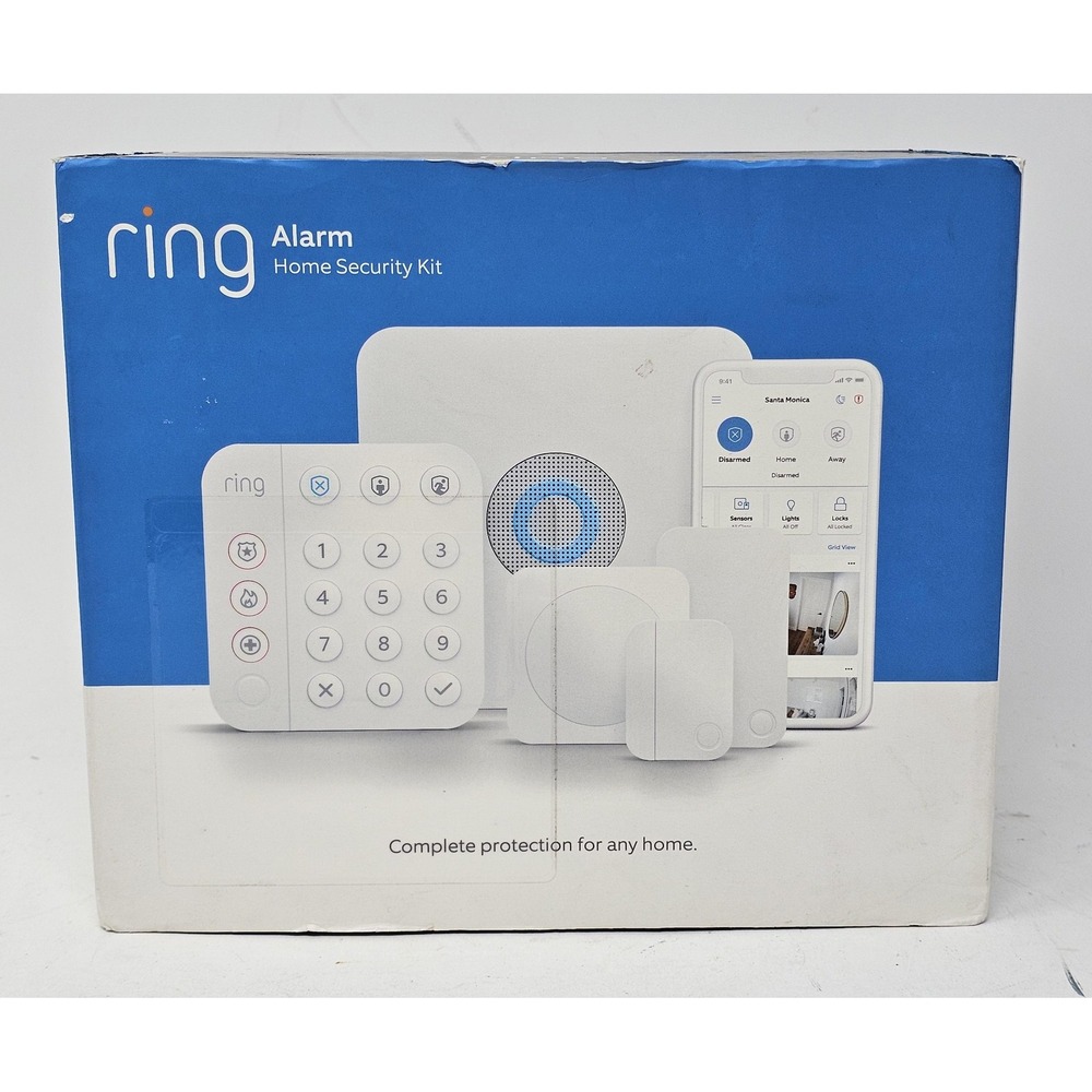Ring Alarm Home Security Kit 8-Piece White Wi-Fi Bluetooth Alexa Z-Wave RCA